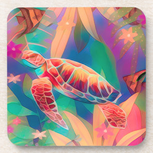 Sea Turtle and Angelfish Coaster