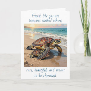 Sea Turtle and Baby Illustration   Friendship Card
