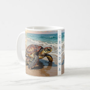 Sea Turtle and Baby Illustration   Personalized Coffee Mug