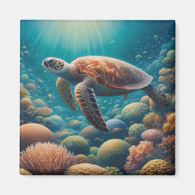 Sea Turtle and Coral Magnet (Front)