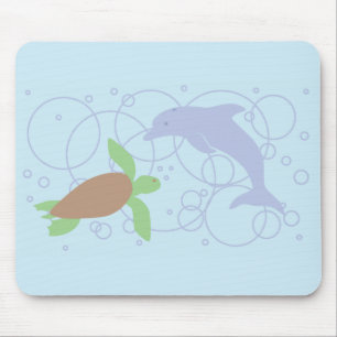 Sea Turtle and Dolphin Mouse Pad