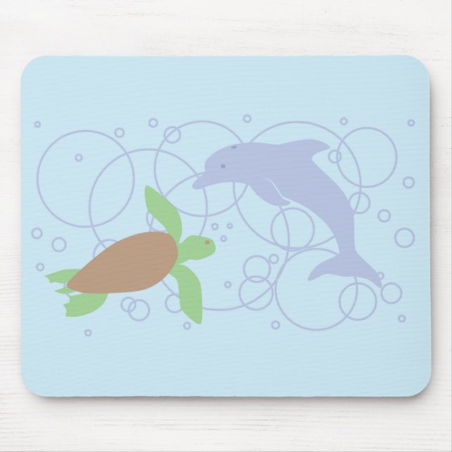 Sea Turtle and Dolphin Mouse Pad (Front)