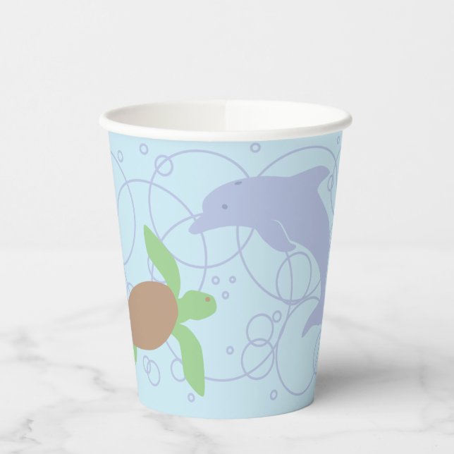 Sea Turtle and Dolphin Paper Cup (Left)