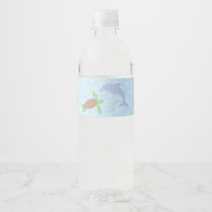 Sea Turtle and Dolphin Water Bottle Label