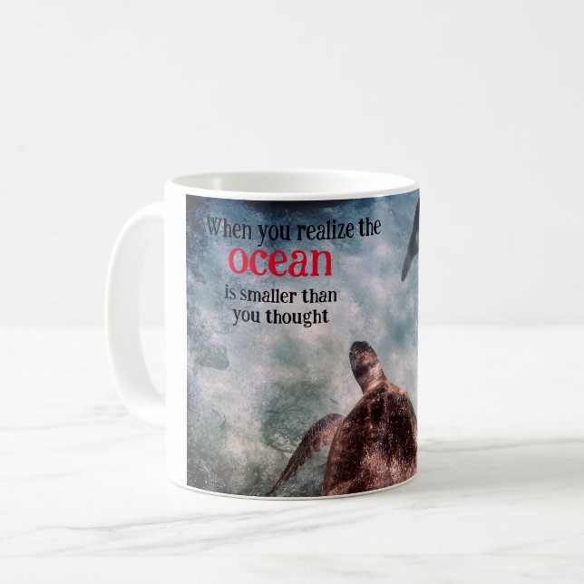 Sea turtle and sea lion underwater coffee mug (Front Left)