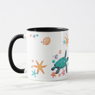 Sea Turtle and Starfish Ocean Fantasy Mug