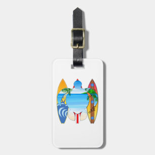 Sea Turtle and Surfboards Luggage Tag