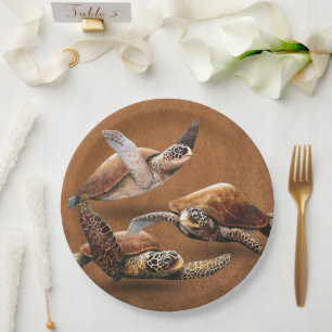 Sea Turtle Animals Extinction Save The Turtles Paper Plate