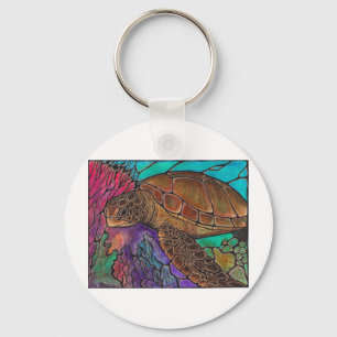 Sea Turtle Art...awesome stained glass style! Keychain