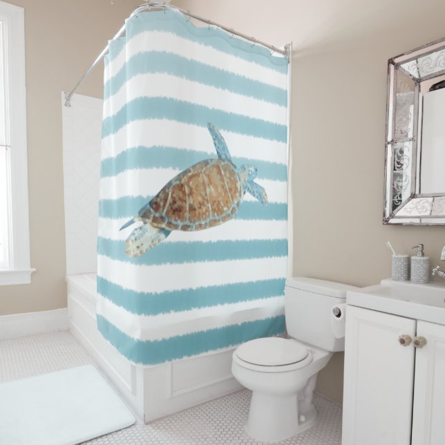 Sea Turtle Art Blue Stripes (In Situ)