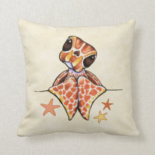 Sea Turtle Baby Brown Canvas Sand Throw Pillow