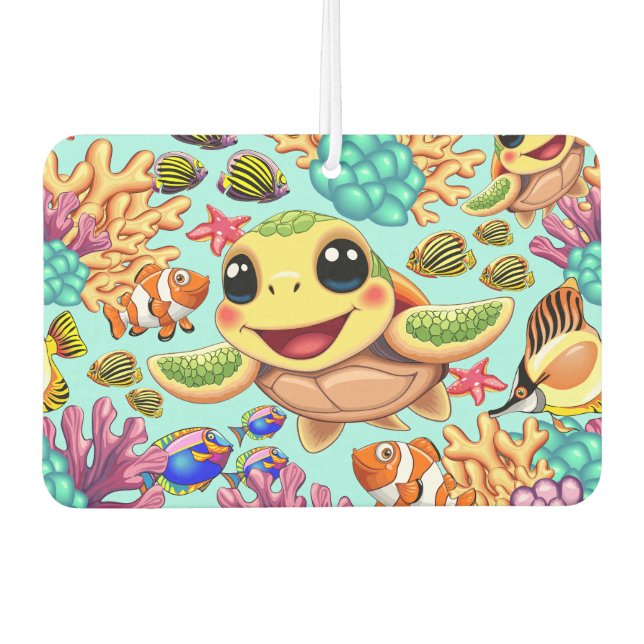 Sea Turtle Baby Happy and Cute Character Air Freshener (Front)