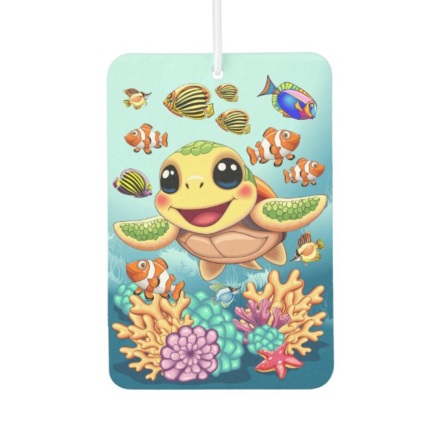 Sea Turtle Baby Happy and Cute Character Air Freshener (Front)