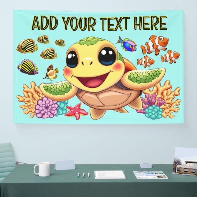 Sea Turtle Baby Happy and Cute Character Banner (Tradeshow)