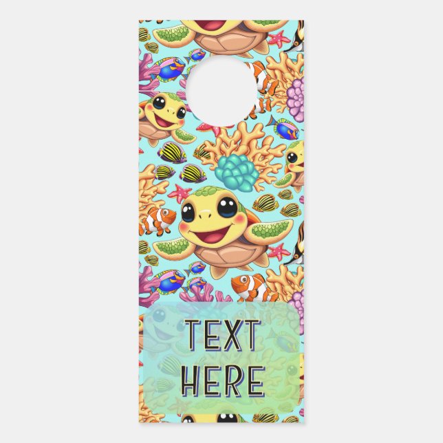 Sea Turtle Baby Happy and Cute Character Bumper St Door Hanger (Front)