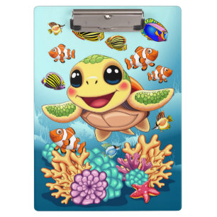 Sea Turtle Baby Happy and Cute Character Clipboard