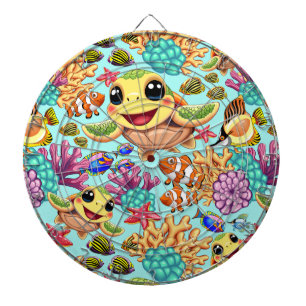 Sea Turtle Baby Happy and Cute Character Dartboard