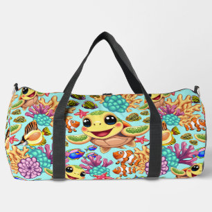 Sea Turtle Baby Happy and Cute Character Duffle Bag