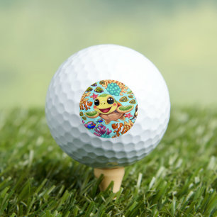 Sea Turtle Baby Happy and Cute Character Golf Balls