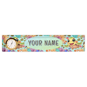 Sea Turtle Baby Happy and Cute Character Nameplate