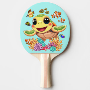 Sea Turtle Baby Happy and Cute Character Ping Pong Paddle