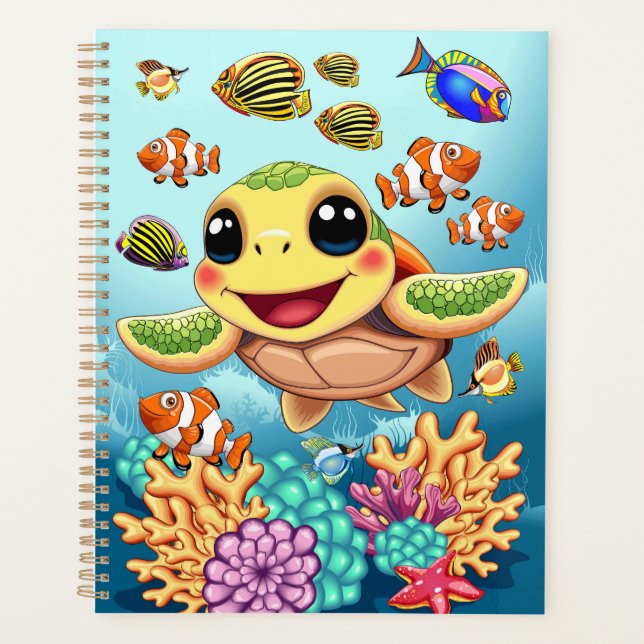 Sea Turtle Baby Happy and Cute Character Planner (Front)