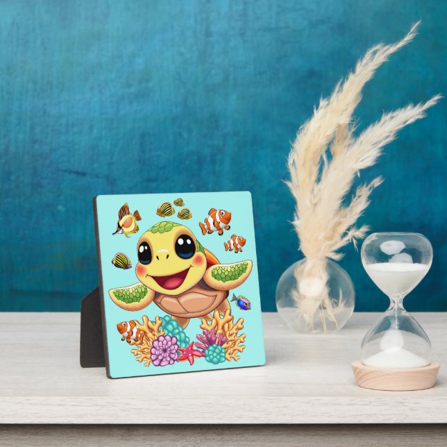 Sea Turtle Baby Happy and Cute Character Plaque (Insitu)