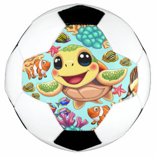 Sea Turtle Baby Happy and Cute Character Soccer Ball
