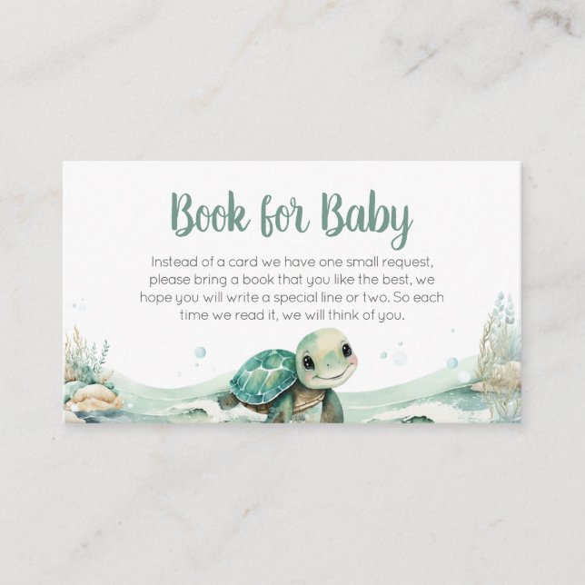 Sea Turtle Baby Shower Books for Baby Enclosure Card (Front)