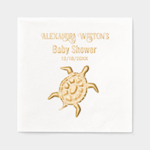 Sea Turtle Baby Shower Celebration Name Date Foil Napkins