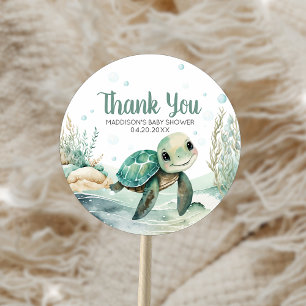 Sea Turtle Baby Shower Classic Round Sticker
