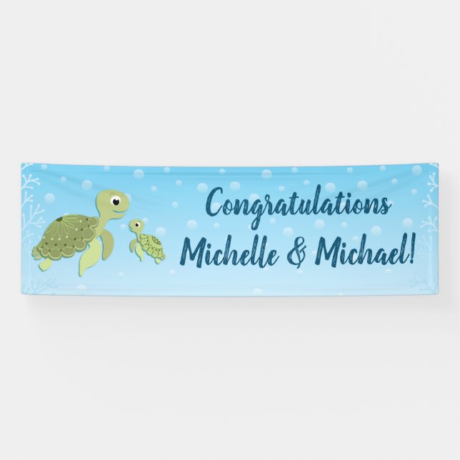 Sea Turtle Baby Shower Co-Ed Gender Neutral Banner (Horizontal)