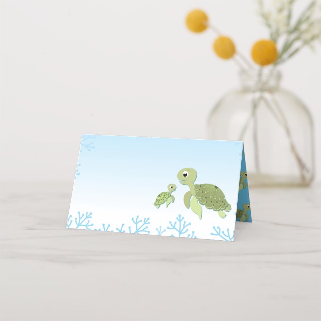 Sea Turtle Baby Shower Co-Ed Gender Neutral Place Card (Front)