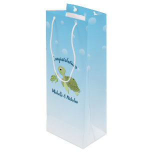 Sea Turtle Baby Shower Co-Ed Gender Neutral Wine Gift Bag