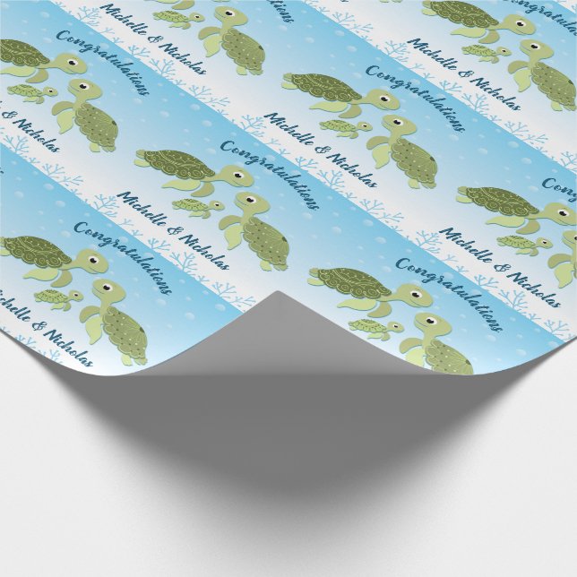 Sea Turtle Baby Shower Co-Ed Gender Neutral Wrapping Paper (Corner)