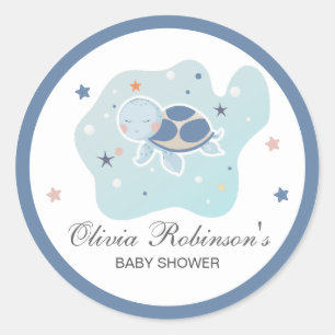 Sea Turtle Baby Shower   Cute Ocean Classic Round Sticker