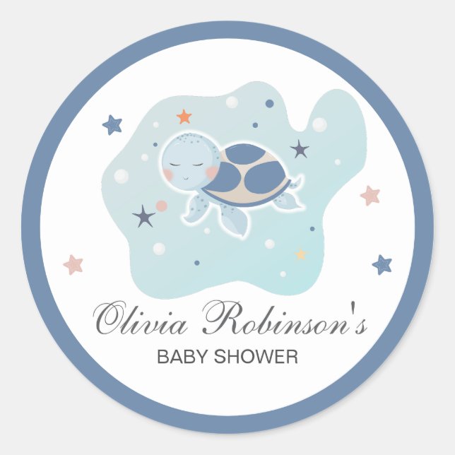 Sea Turtle Baby Shower | Cute Ocean Classic Round Sticker (Front)