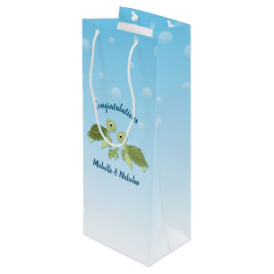 Sea Turtle Baby Shower Cute Under the Sea Wine Gift Bag