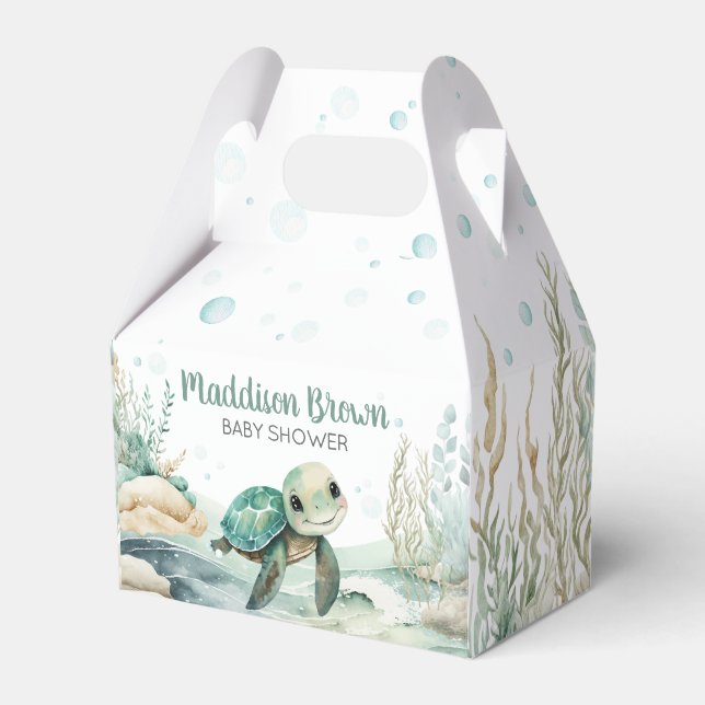 Sea Turtle Baby Shower Favor Box (Front Side)