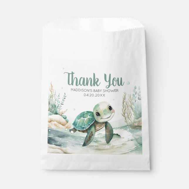 Sea Turtle Baby Shower Favour Bag (Front)