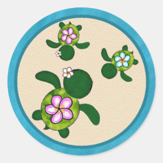 Sea TURTLE Baby Shower (Honu) 01C2 Sticker TWINS