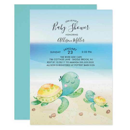 sea turtle baby shower invitation