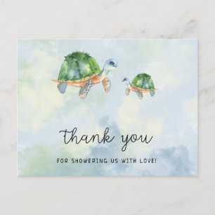 Sea turtle - baby shower thank you postcard