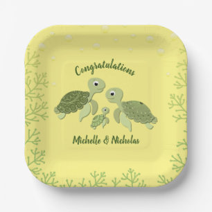 Sea Turtle Baby Shower Yellow Paper Plate
