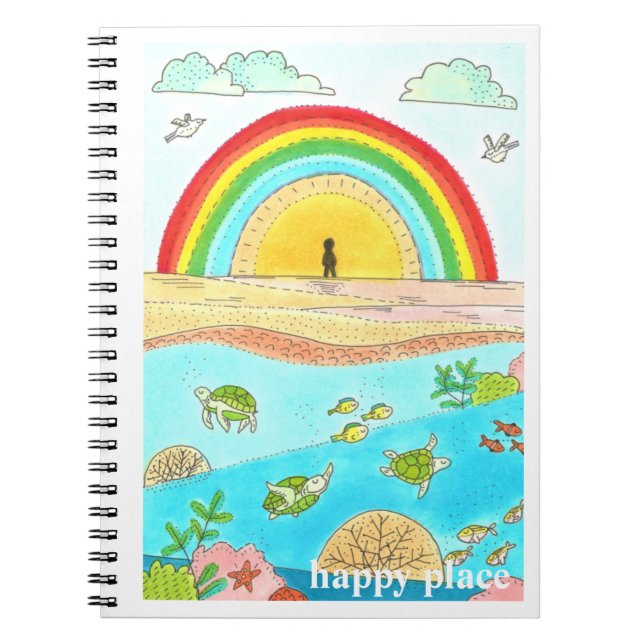 Sea Turtle Beach Adventure Happy Place Notebook (Front)