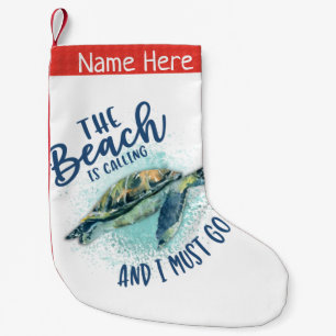 sea turtle beach calling small christmas stocking