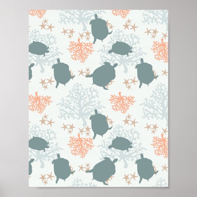 Sea Turtle Beach Decor Watercolor Painting (Front)