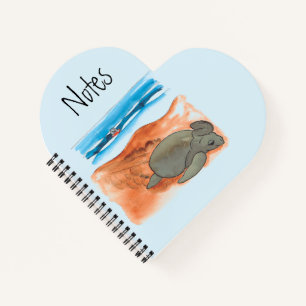 Sea Turtle Beach Fun Colourful Heart Notebook