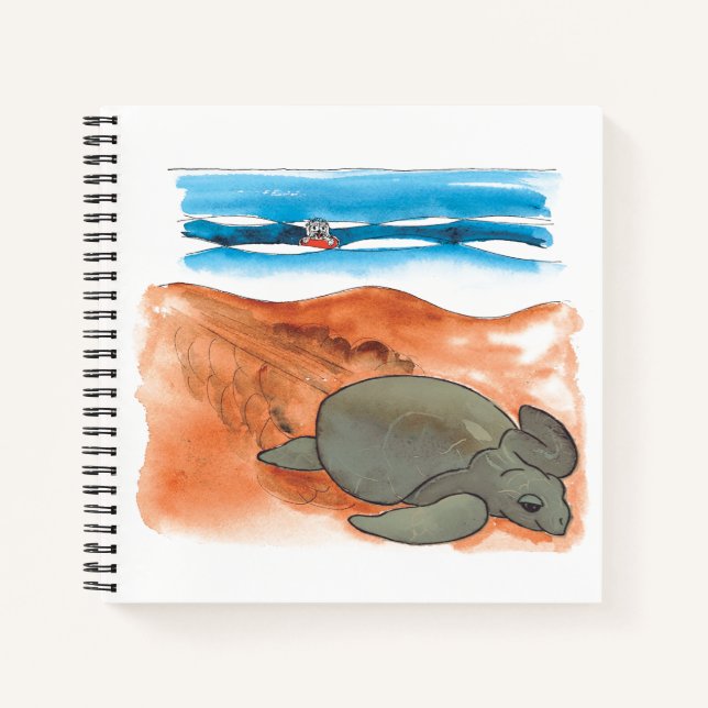 Sea Turtle Beach Fun Colourful Square Notebook (Front)