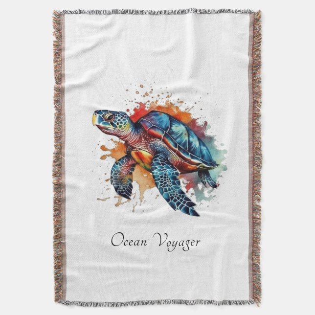 Sea Turtle Beach House Cozy Accent Throw Blanket (Front Vertical)
